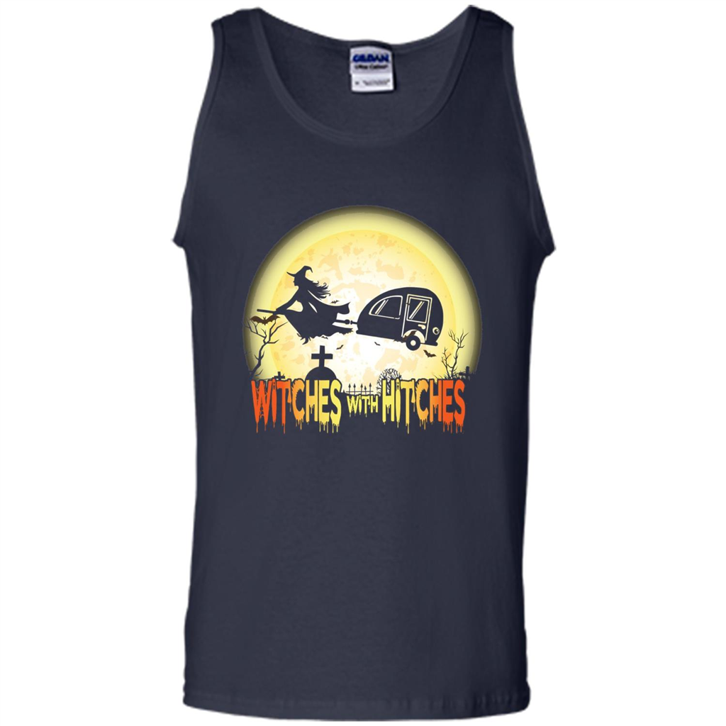Witches With Hitches Camping Funny T-shirt Halloween T-shirt Navy