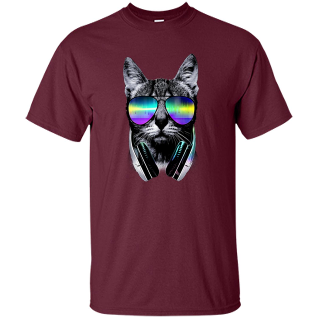 Music Lover Cat T-shirt Maroon