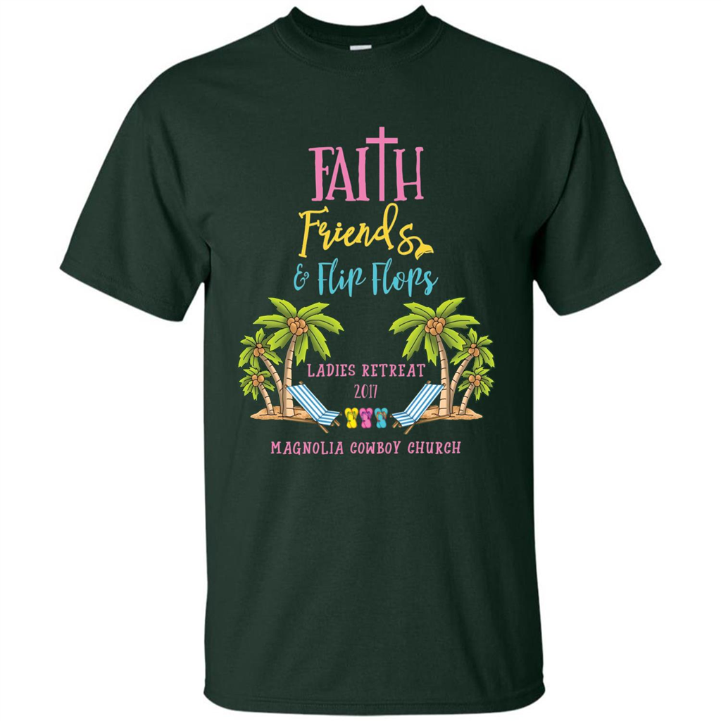 Ladies Beach Retreat 2017 T-shirt Faith Friends And Flip Flops Forest Green