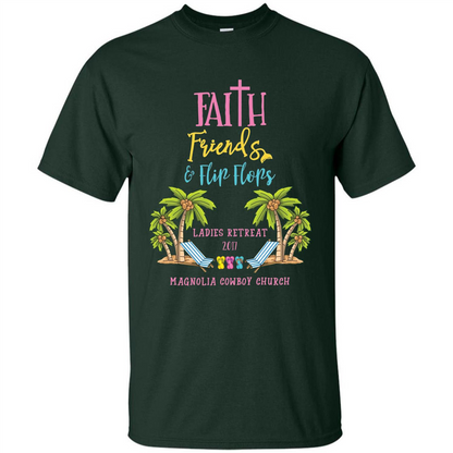 Ladies Beach Retreat 2017 T-shirt Faith Friends And Flip Flops Forest Green