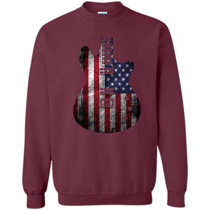 Independen Day T-shirt Guitar USA Flag Patriotic. 4th Of July T-shirt Maroon