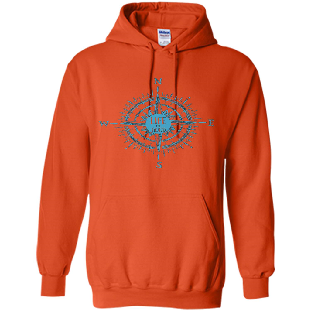 Life is Good T-shirt Compass Rose Nautical Sailing T-shirt Orange