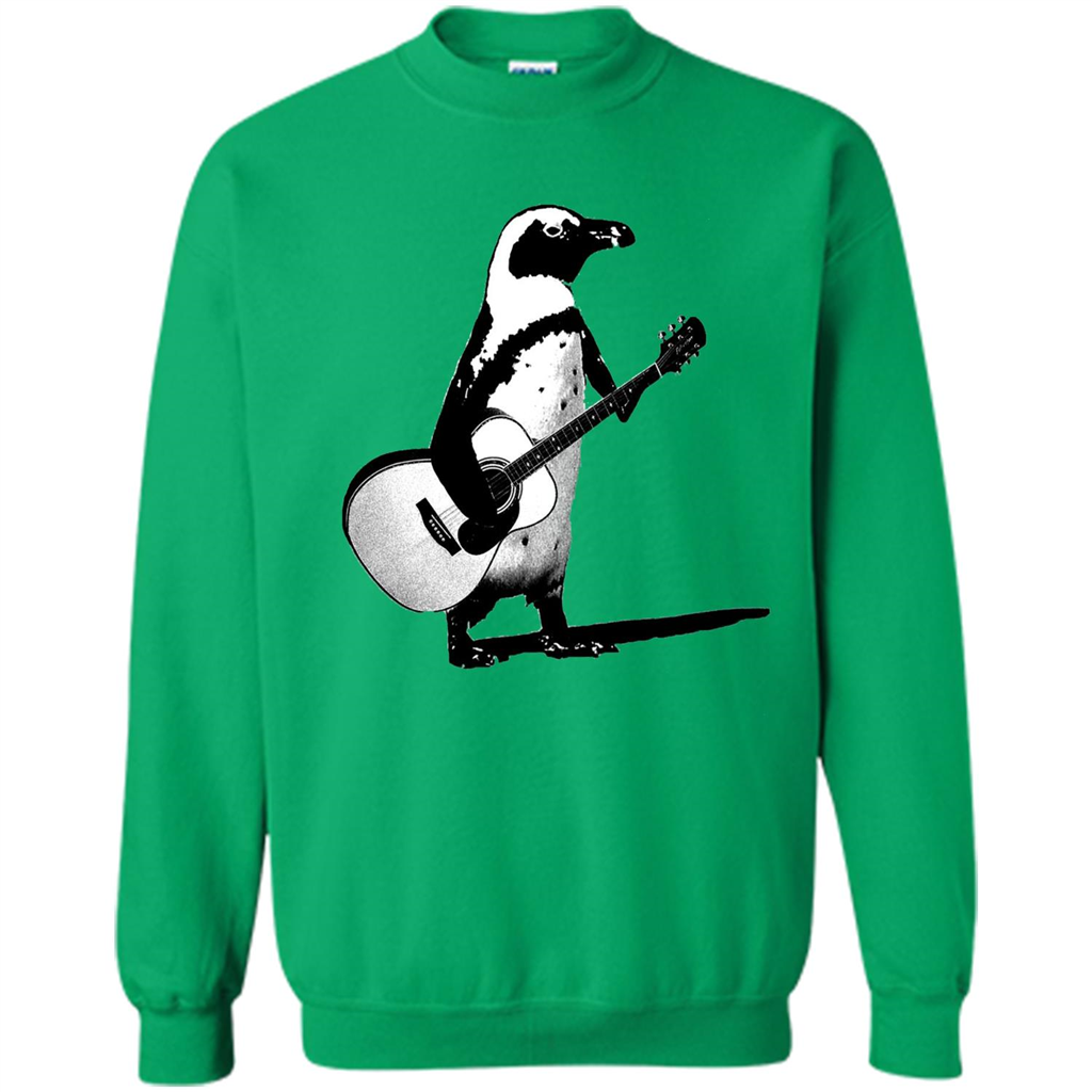 Funny Penguin T-shirt Penguin Plays Guitar Irish Green