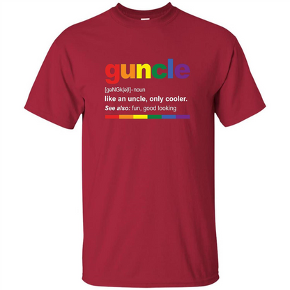 Mens Rainbow Guncle Definition T-Shirt Funny Gift For Gay Uncle Cardinal