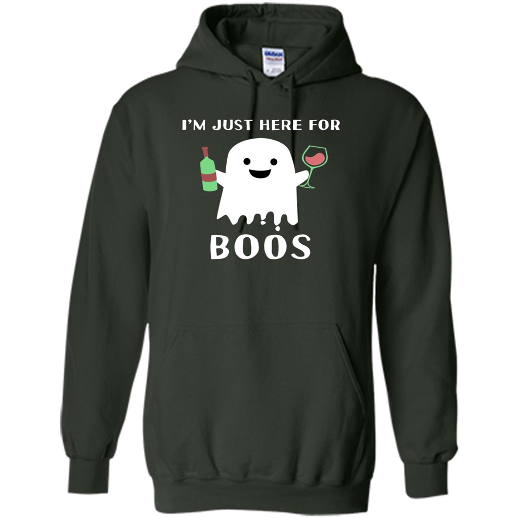 I'm Just Here For Boos T-shirt Funny Halloween Wine for Adults Forest Green