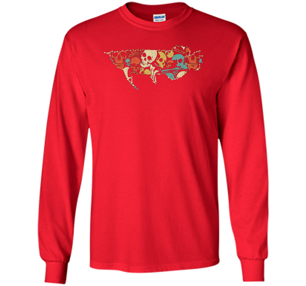AROWANA Halloween T-shirt Skeleton Skull Vintage shirt Red