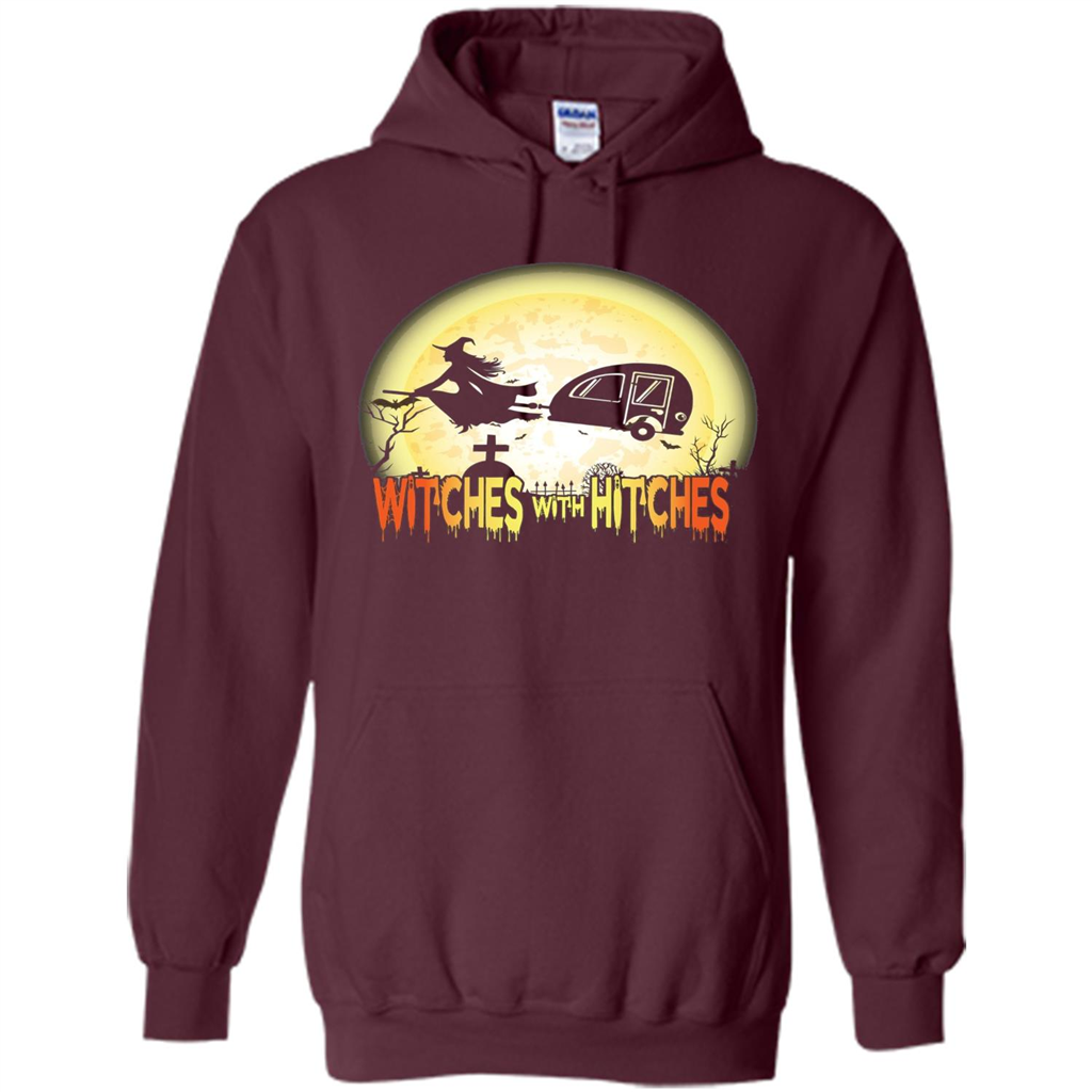 Witches With Hitches Camping Funny T-shirt Halloween T-shirt Maroon