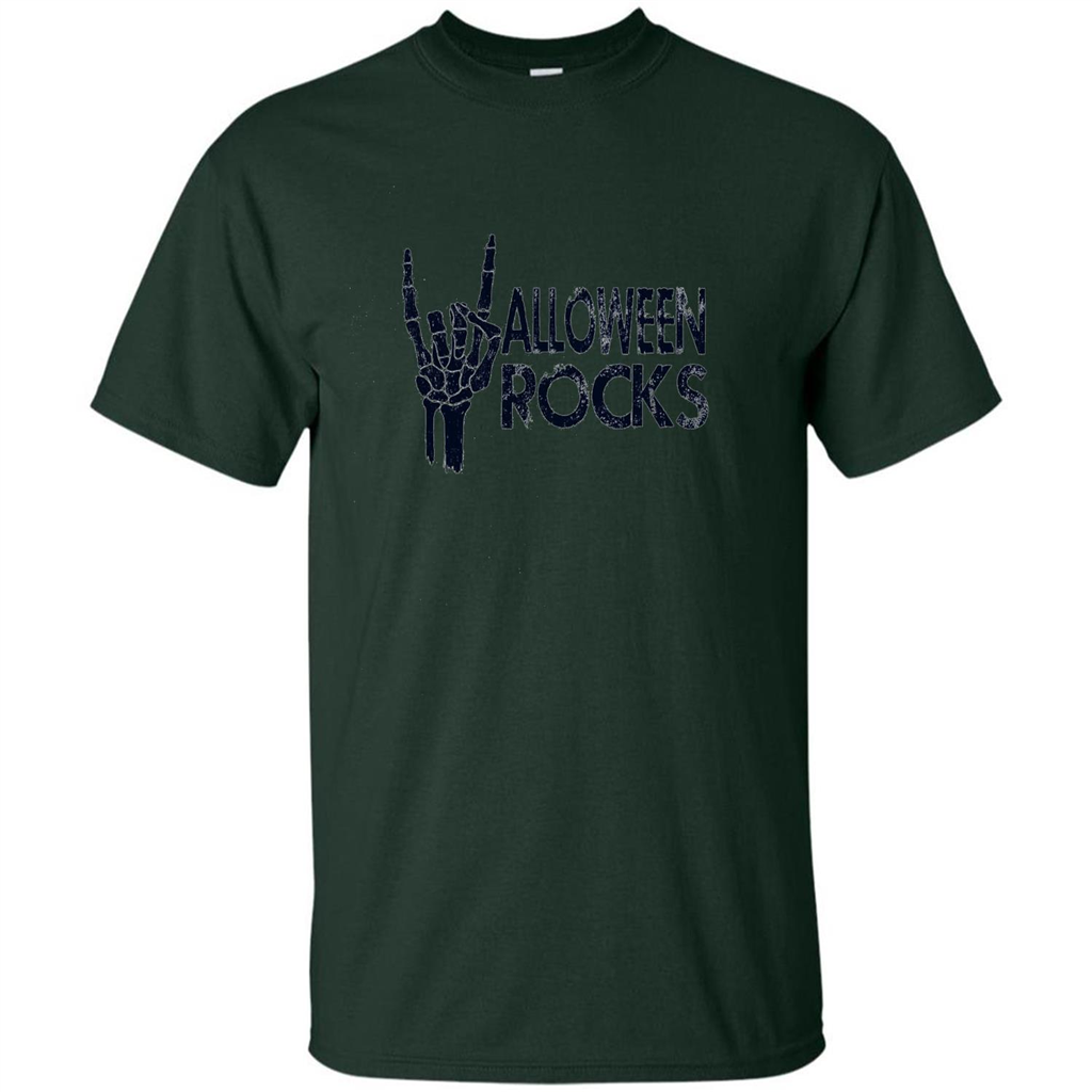 Halloween Rocks Skeleton T-shirt Forest Green