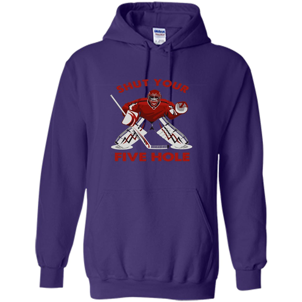 Funny Ice Hockey T-shirt Shut Your Five Hole T-shirt Purple