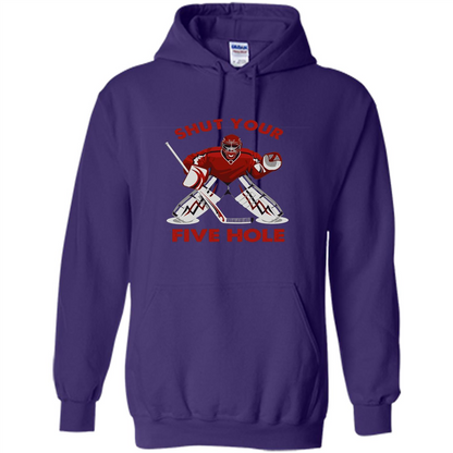 Funny Ice Hockey T-shirt Shut Your Five Hole T-shirt Purple
