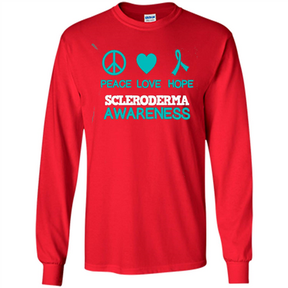 Scleroderma Awareness Ribbon Support T-shirt Peace Love Hope T-shirt Red