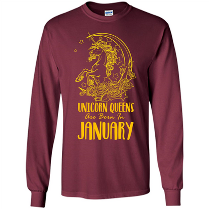 January Unicorn T-shirt Unicorn Queens Are Born In January Maroon