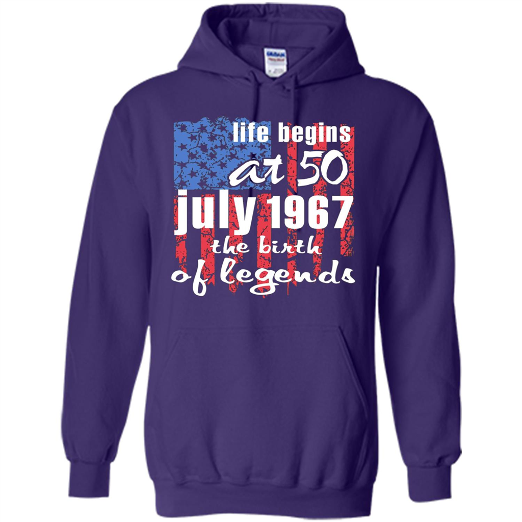 Life Begins At 50 T-shirt July 1967 The Birth Of Legends T-shirt Purple