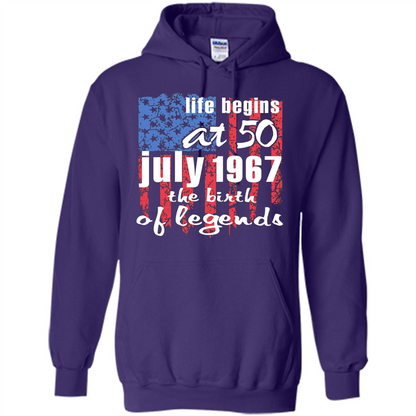 Life Begins At 50 T-shirt July 1967 The Birth Of Legends T-shirt Purple