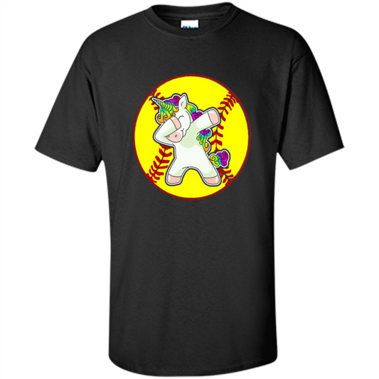 Unicorn Dabbing Softball T-shirt Black