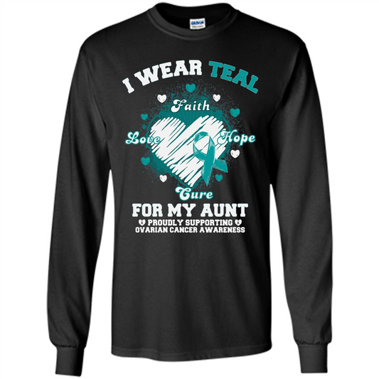 I Wear Teal For My Aunt - Ovarian Cancer Awareness T-Shirt Black