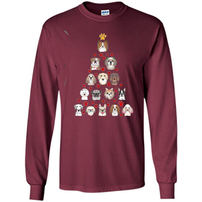 Dog Lover T-shirt Christimas Tree For Dog Lover T-shirt Maroon