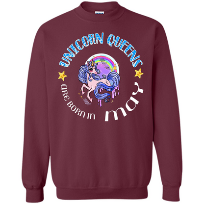 May Unicorn T-shirt Unicorn Queens Are Born May Maroon