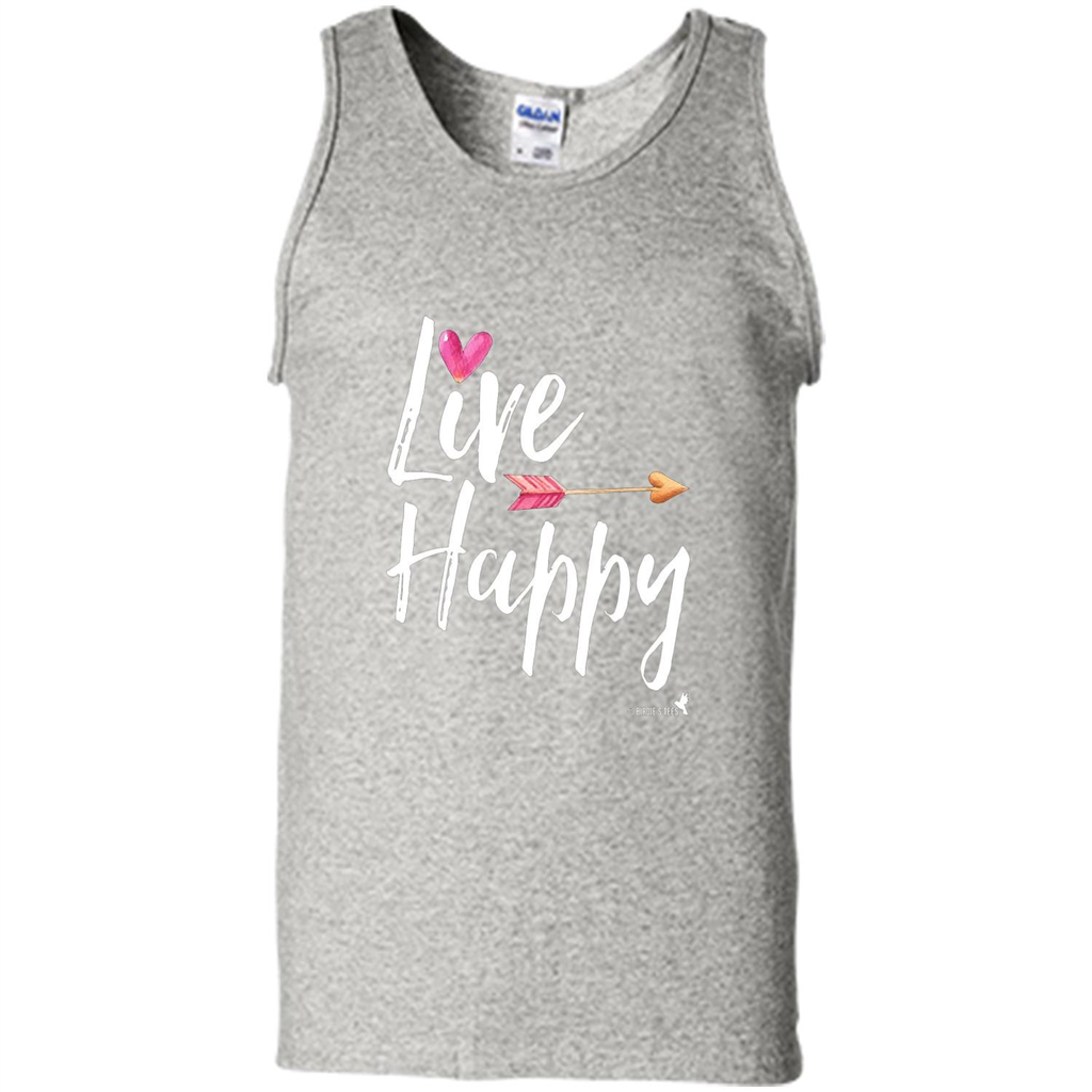 Inspirational Motivational Uplifting T-shirt Live Happy Ash