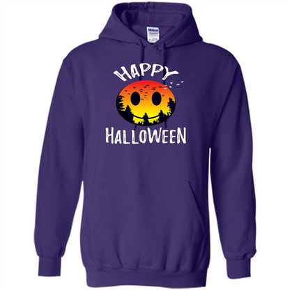 Cute Halloween T-shirt Spooky Camp Happy Face Emoji T-shirt Purple