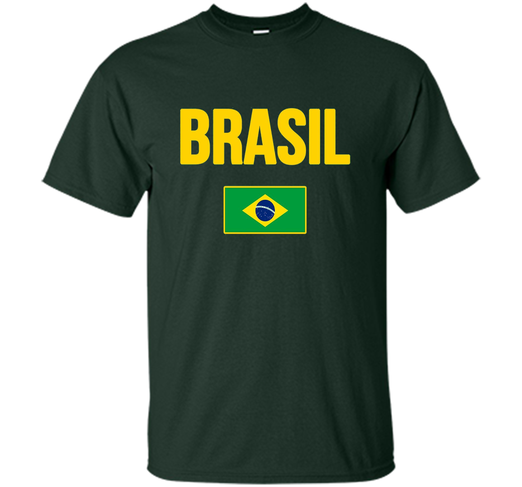 BRASIL T-shirt Brazilian National Country Flag Tee Camiseta cool shirt Forest Green