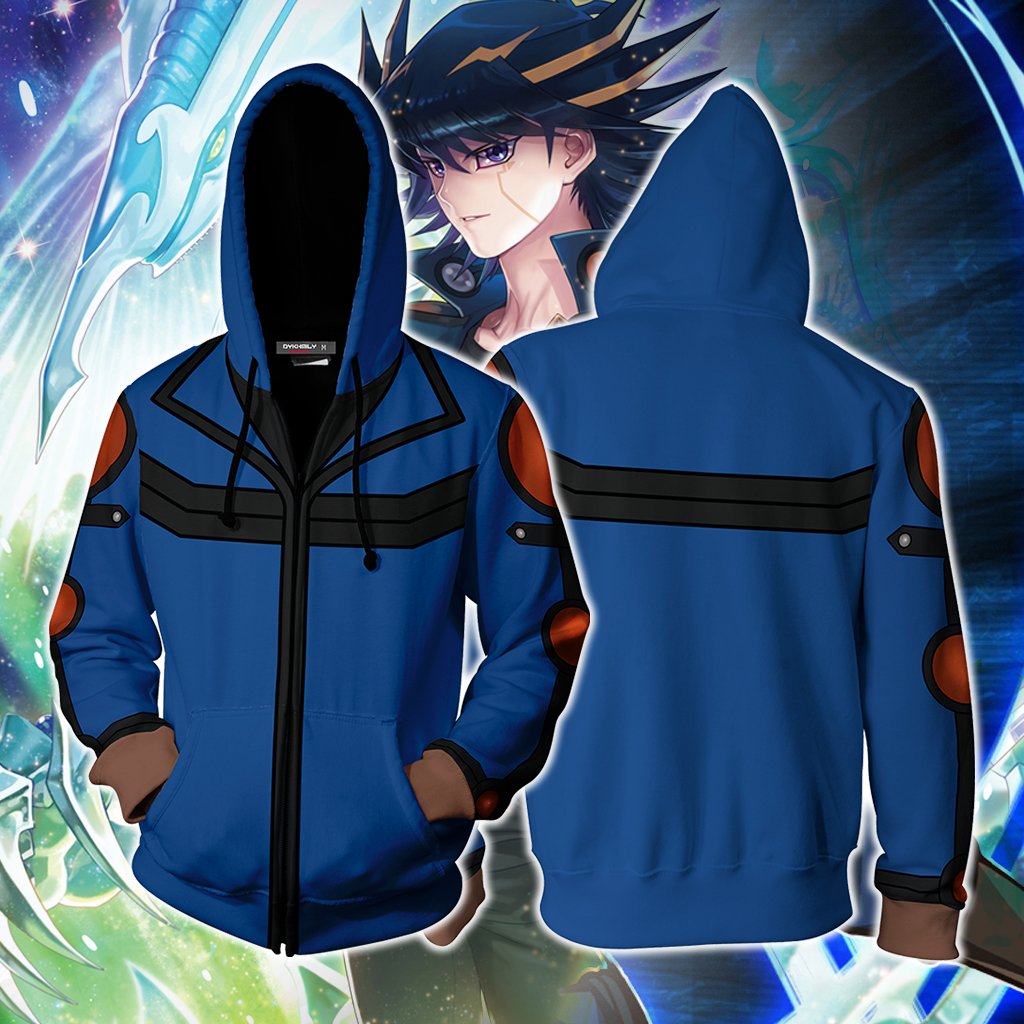Yu-Gi-Oh! Fudo Yusei Cosplay New Look Zip Up Hoodie Jacket 4XL