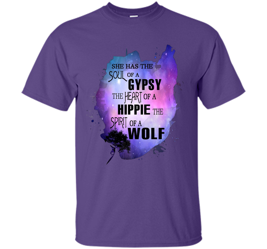 The Soul of a Gypsy Heart of a Hippie Spirit of a Wolf Shirt t-shirt Purple