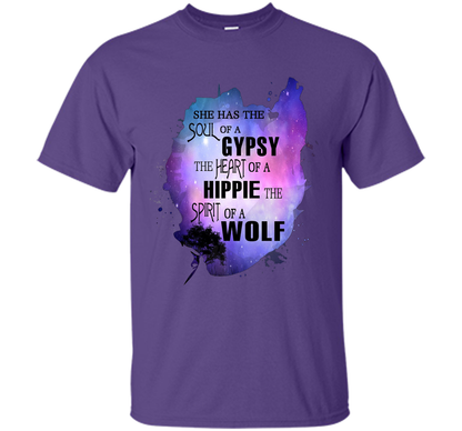 The Soul of a Gypsy Heart of a Hippie Spirit of a Wolf Shirt t-shirt Purple
