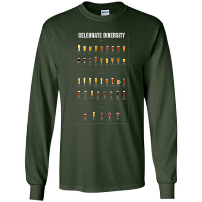 Celebrate Diversity Beer Glasses T-shirt Forest Green
