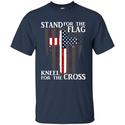 Stand For The Flag Kneel For The Cross T-Shirt Navy