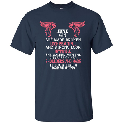 June Girl She Made Broken Look Beautiful T-shirt Navy