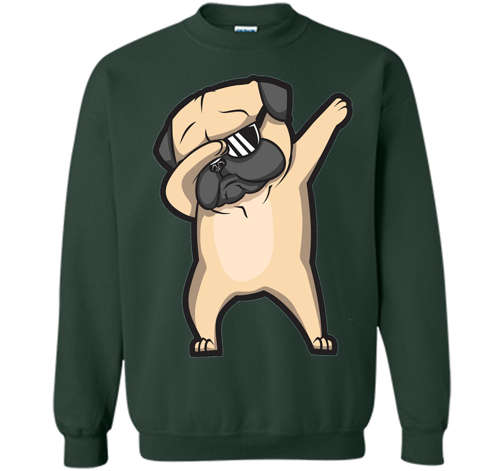 Dabbing Pug Shirt - Cute Funny Dog Dab T-Shirt t-shirt Forest Green