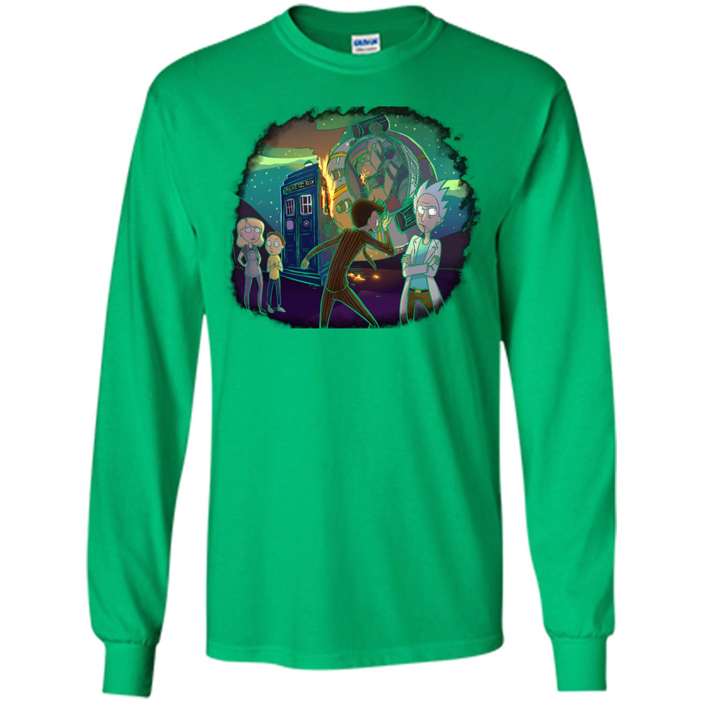 Doctorwho Vs Rick And Morty T-shirt Irish Green
