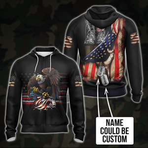 US Veteran T-shirt Zip Hoodie Pullover Hoodie