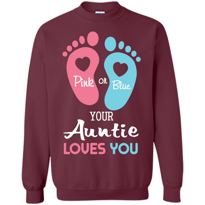 Baby T-shirt Pink Or Blue Your Auntie Loves You Maroon
