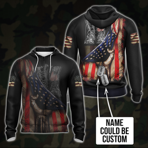 US Veteran T-shirt Zip Hoodie Pullover Hoodie