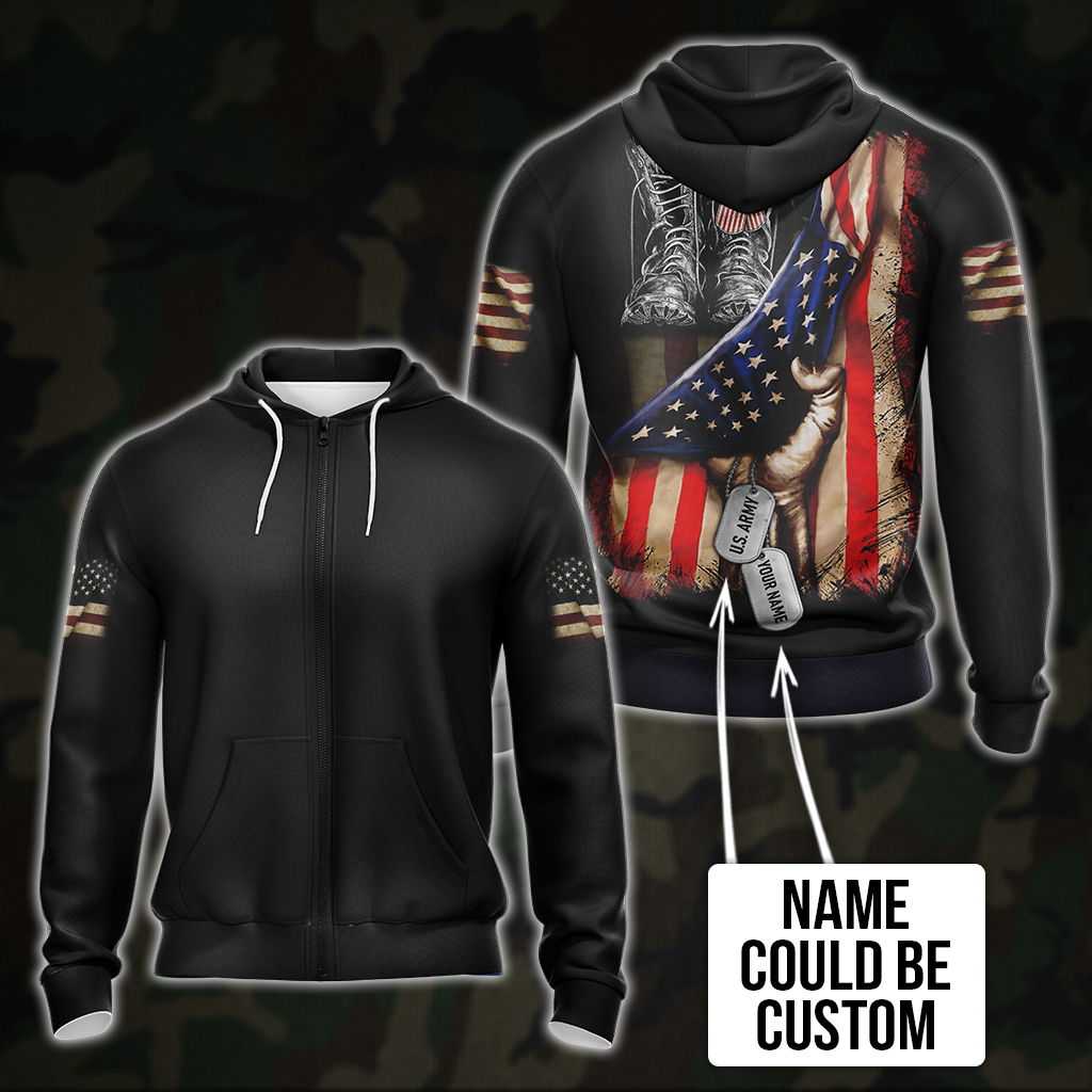 US Veteran T-shirt Zip Hoodie Pullover Hoodie 3 Zip Hoodie