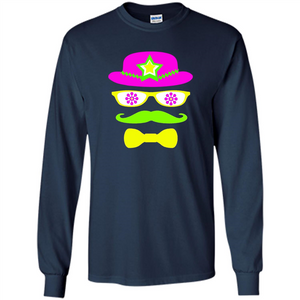 Neon Party Hat, Glasses, Mustache, Tie Theme Party T-shirt