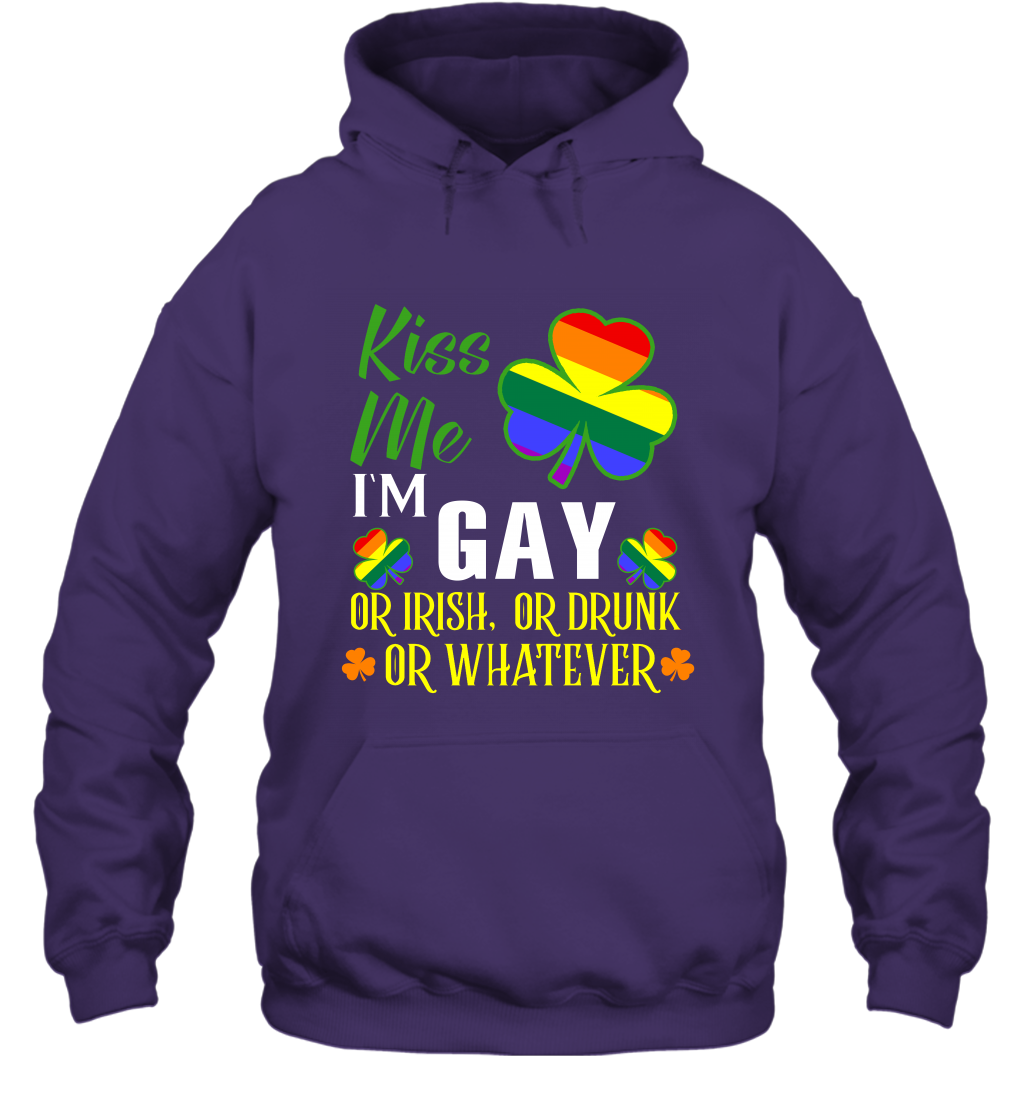 Kiss Me I'm Gay Or Irish Or Drunk Or Whatever Lgbt Shirt Hoodie Purple