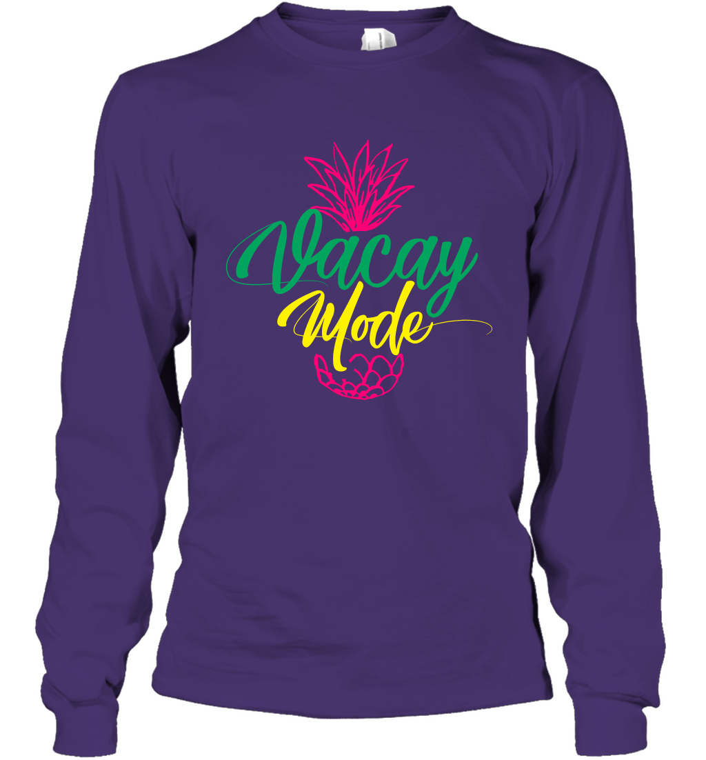 Vacay Mode Pineapple Summer Vacation Holiday Shirt Long Sleeve T-Shirt Long Sleeve T-Shirt Purple