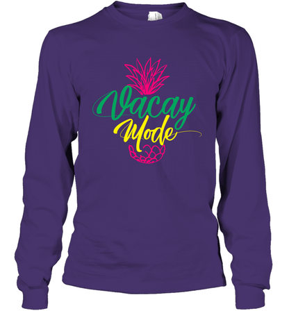 Vacay Mode Pineapple Summer Vacation Holiday Shirt Long Sleeve T-Shirt Long Sleeve T-Shirt Purple