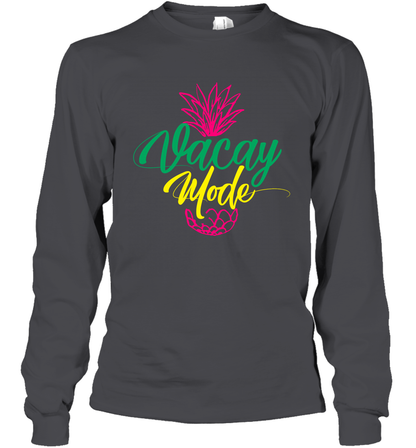 Vacay Mode Pineapple Summer Vacation Holiday Shirt Long Sleeve T-Shirt Long Sleeve T-Shirt Dark Heather