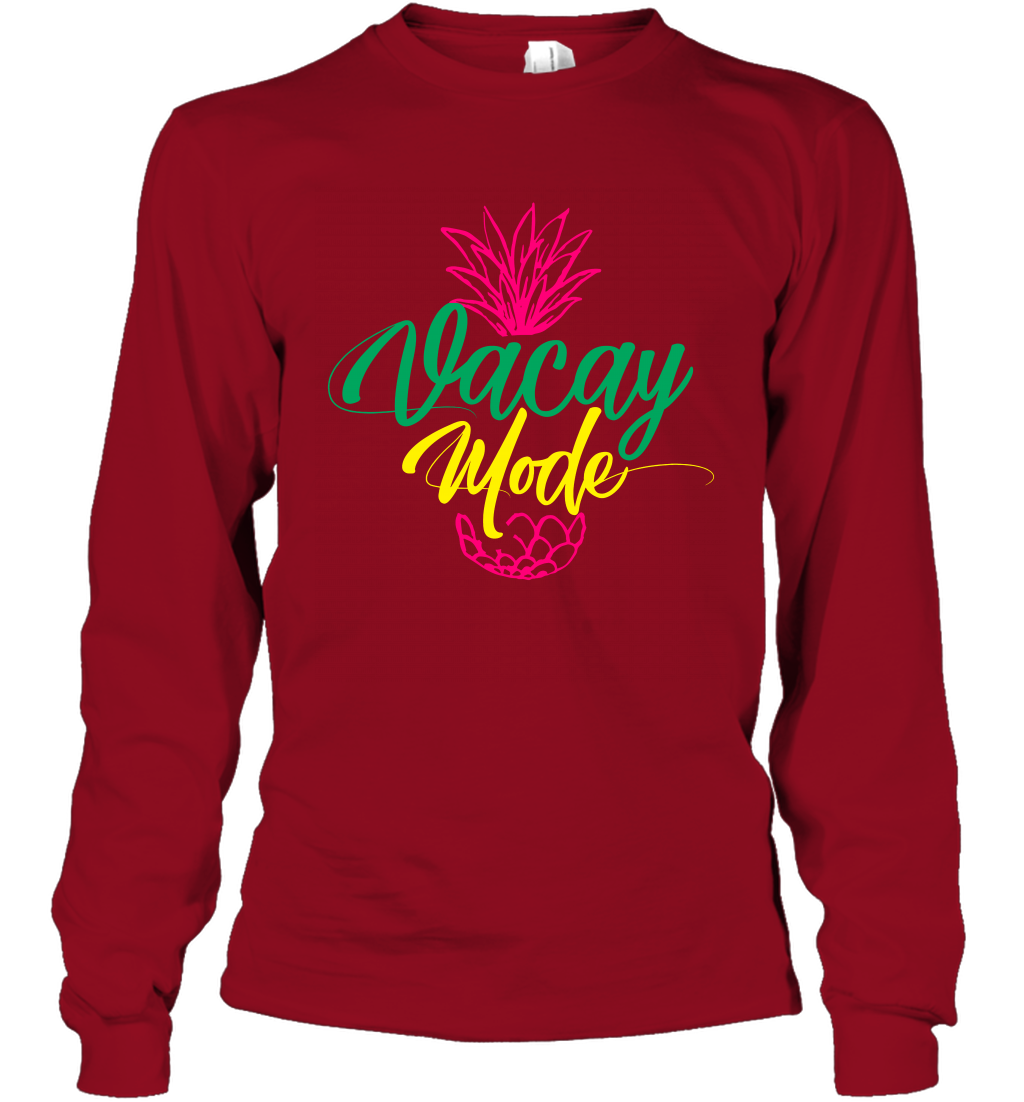 Vacay Mode Pineapple Summer Vacation Holiday Shirt Long Sleeve T-Shirt Long Sleeve T-Shirt Cardinal Red