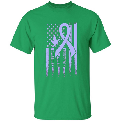 Esophageal Cancer USA Flag Periwinkle Ribbon and Dove T-shirt Irish Green