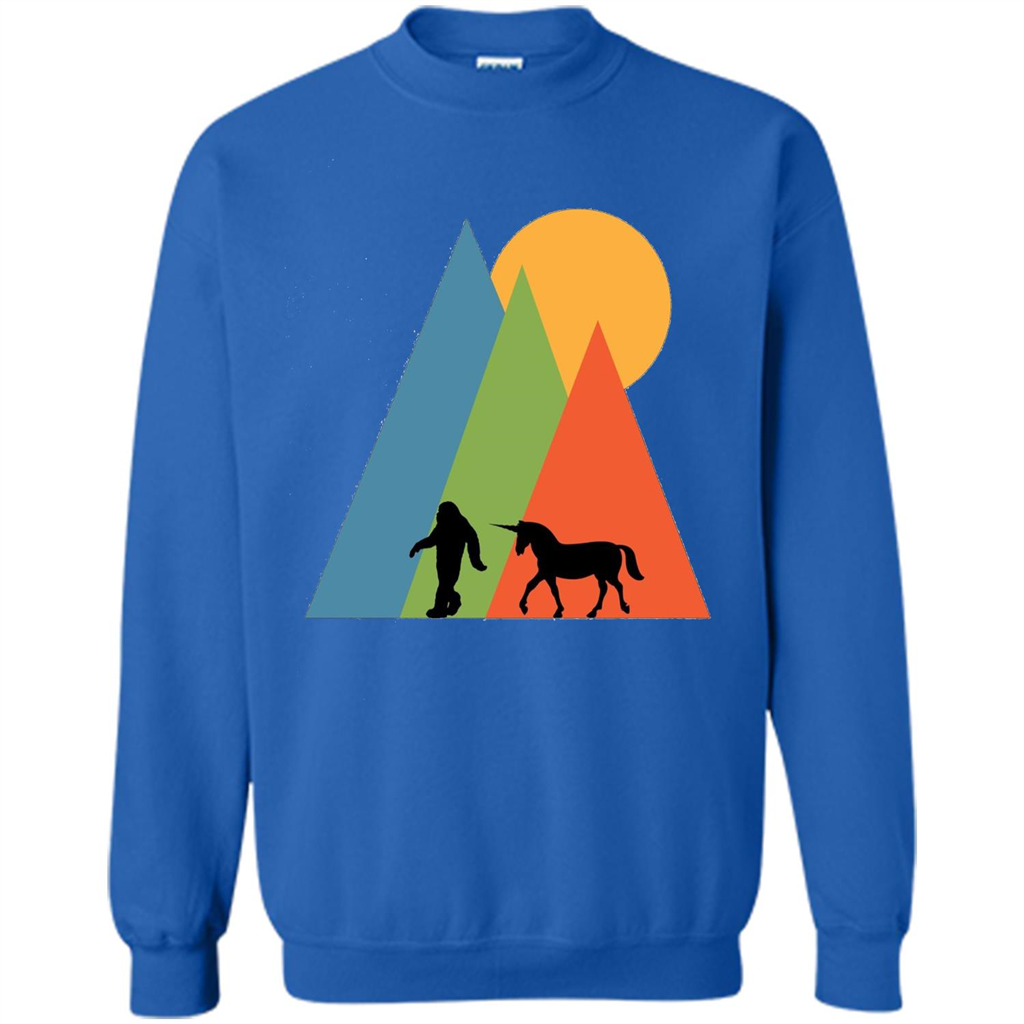 Bigfoot Unicorn Mountain and Sun T-Shirt