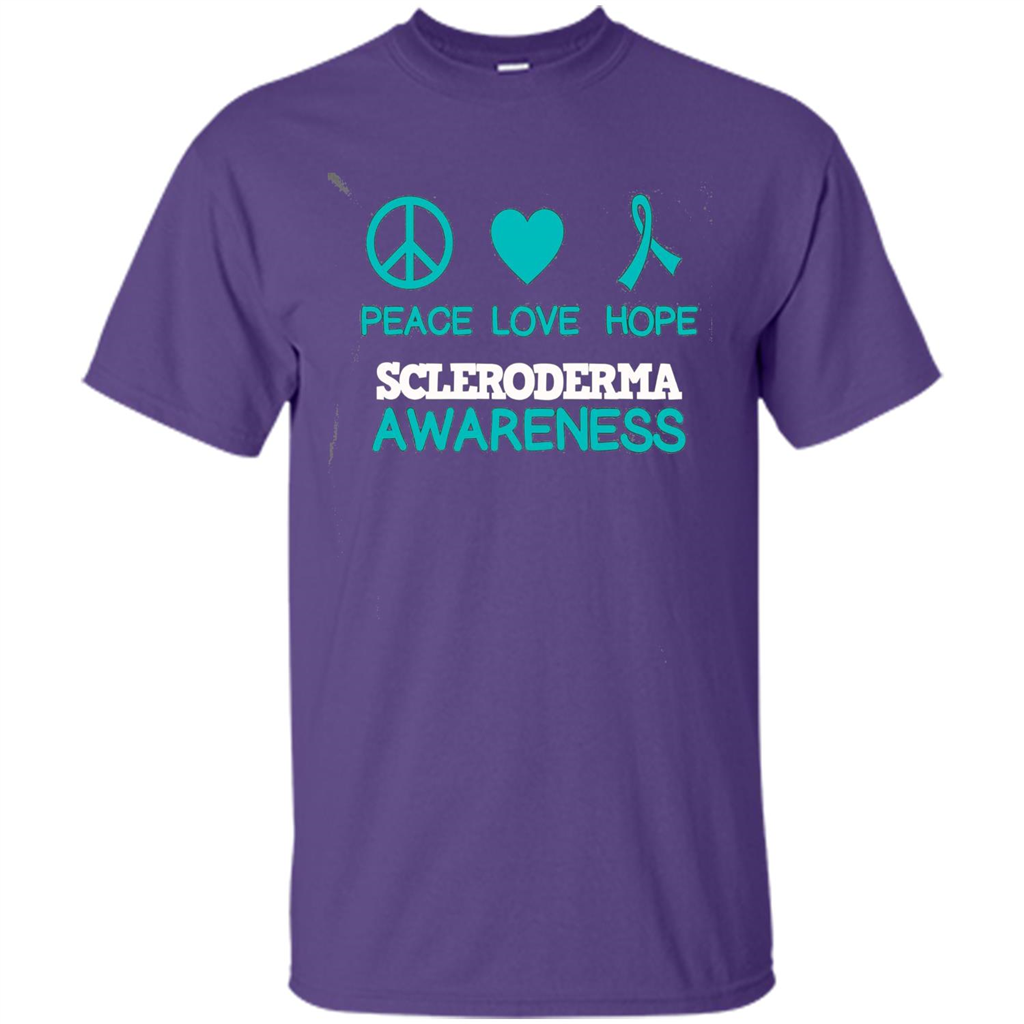 Scleroderma Awareness Ribbon Support T-shirt Peace Love Hope T-shirt Purple