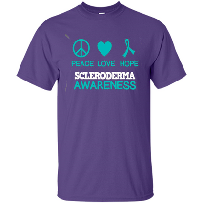 Scleroderma Awareness Ribbon Support T-shirt Peace Love Hope T-shirt Purple