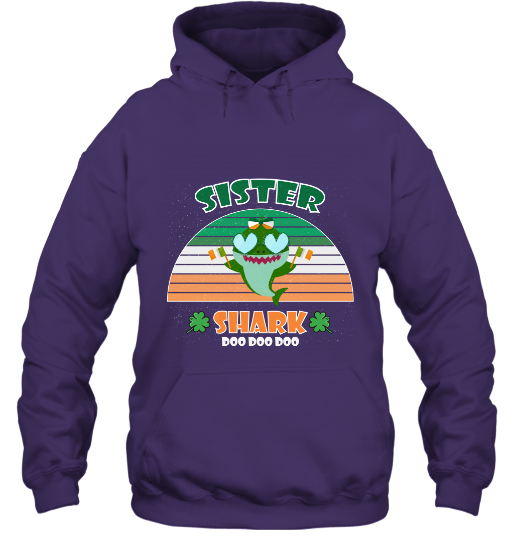 Irish Sister Shark Saint Patricks Day Family Shirt Hoodie Purple