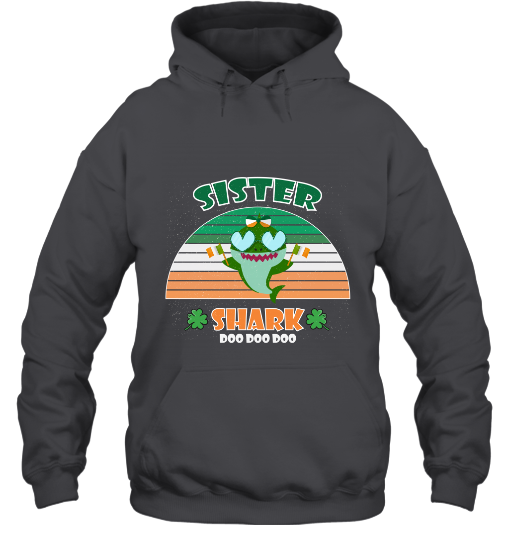 Irish Sister Shark Saint Patricks Day Family Shirt Hoodie Dark Heather