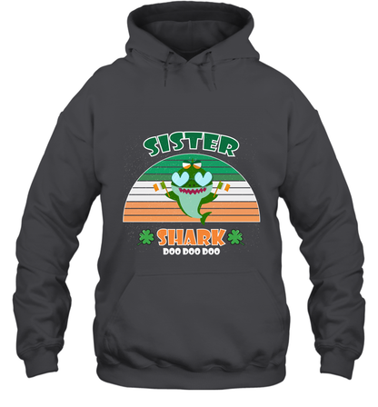 Irish Sister Shark Saint Patricks Day Family Shirt Hoodie Dark Heather
